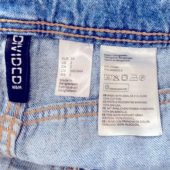 H&M Devided Denim Dungarees/Short Overalls Size 2 - Picture 11 of 11